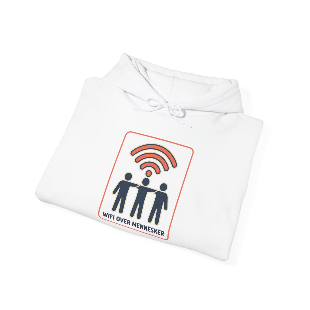 Hættetrøje — "WiFi Over Mennesker" Sjov Tech Grafisk Hættetrøje