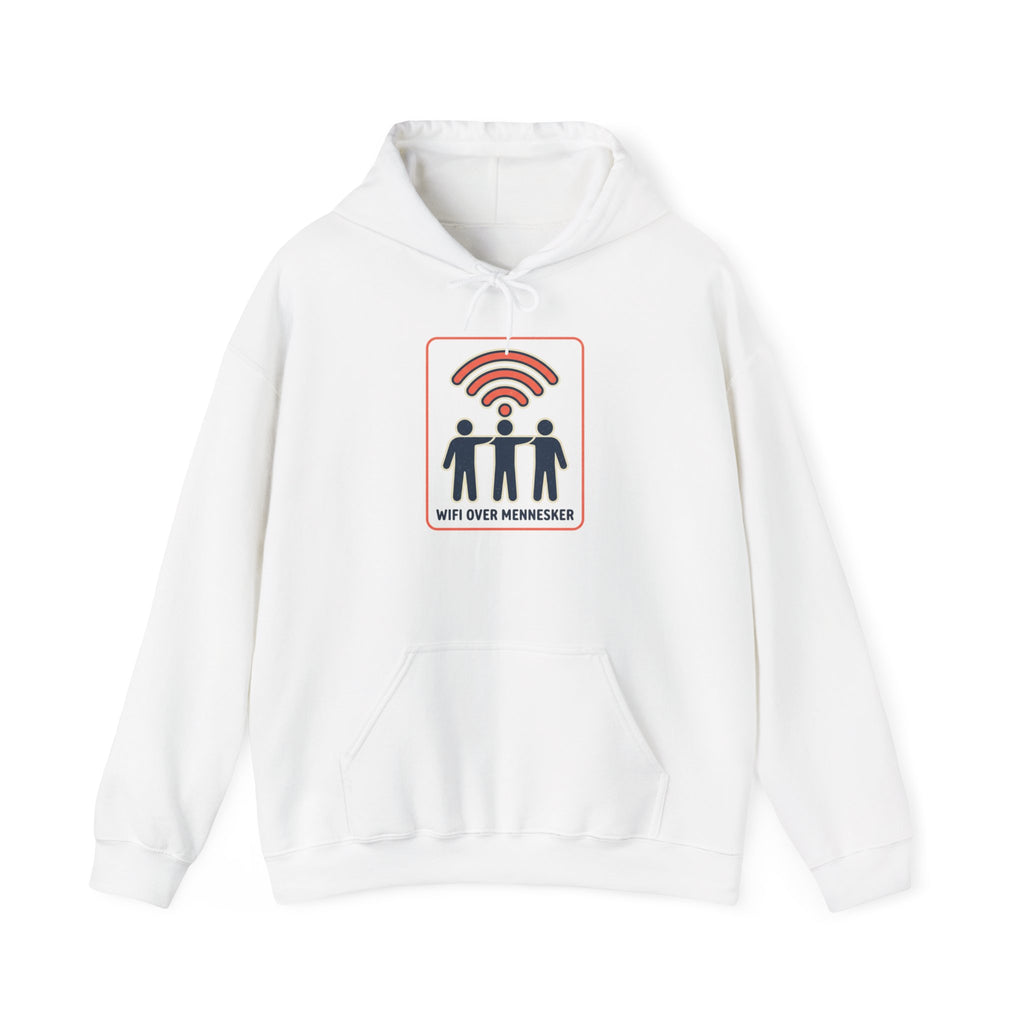 Hættetrøje — "WiFi Over Mennesker" Sjov Tech Grafisk Hættetrøje